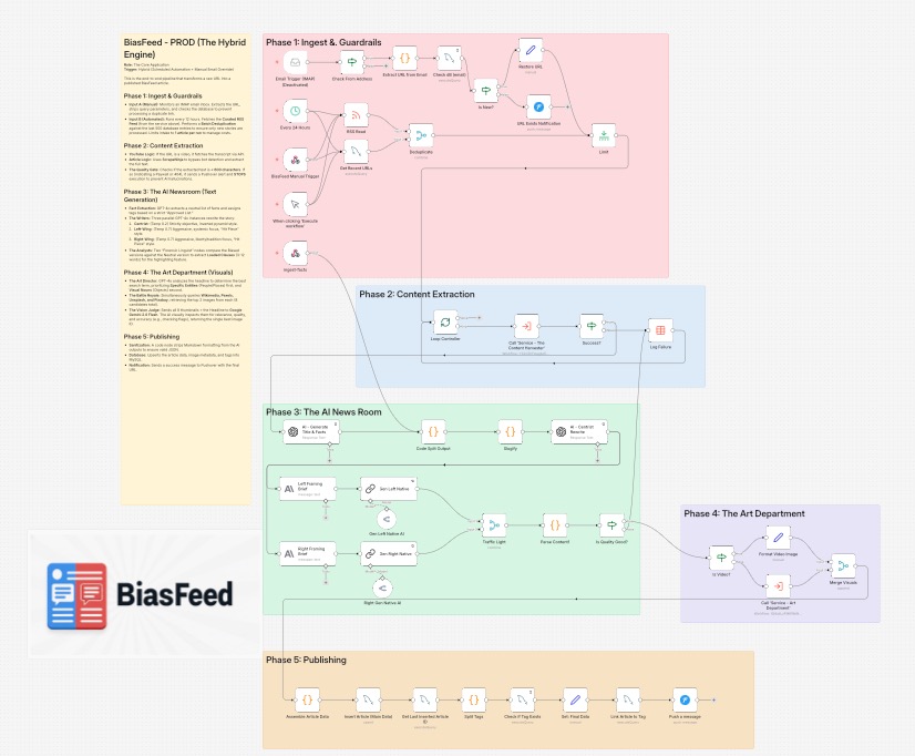 BiasFeed n8n workflow pipeline